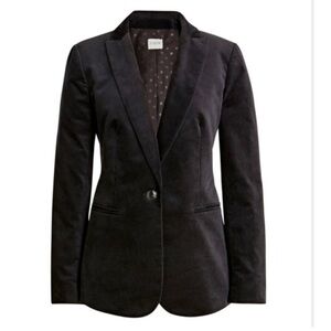 NWT J.Crew Factory Velveteen One button Black Blazer Size 8